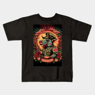 Psychedelic Pig Soldier Kids T-Shirt